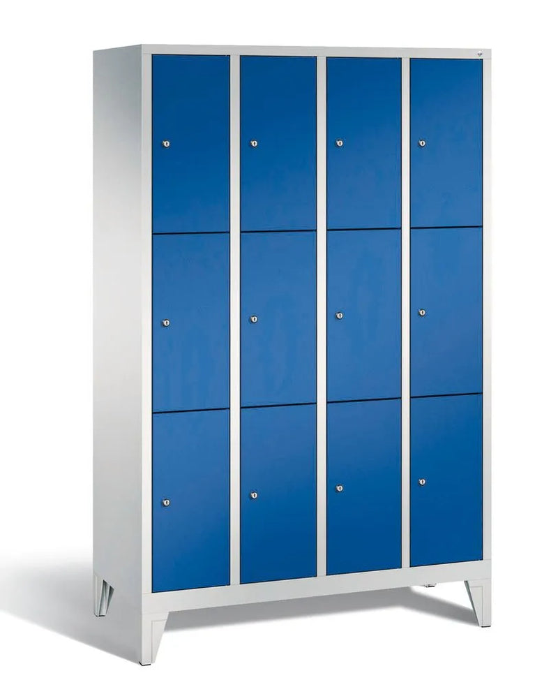 DENIOS Fächerschrank Cabo Auf Füssen, 12 Fächer, B 1190, H 1850, T 500 Mm, Grau/blau