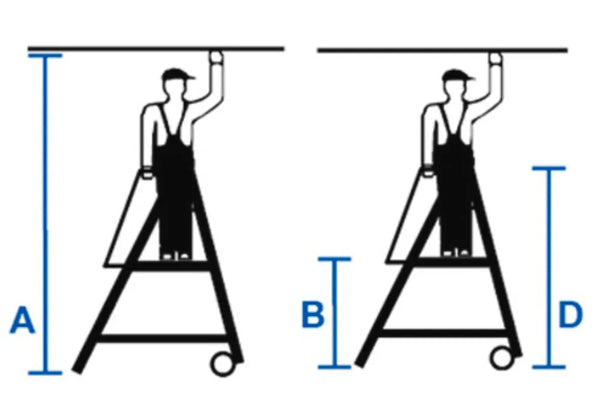 Échelle à plate-forme DENIOS Vario Compact, aluminium avec grande plate-forme XXL, 10 marches 