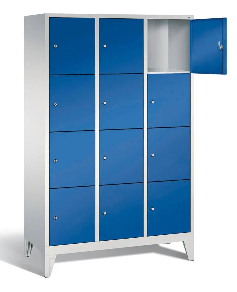 DENIOS Fächerschrank Cabo Auf Füssen, 12 Fächer, B 1200, H 1850, T 500 Mm, Grau/blau