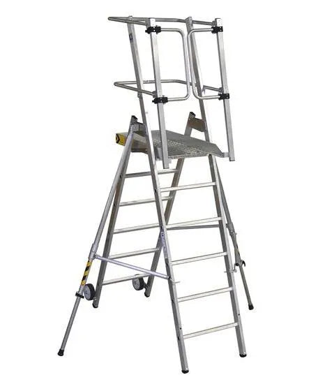 DENIOS platformladder Flexxstep van aluminium, met 6 sporten, werkhoogte tot ca. 3,55 m 