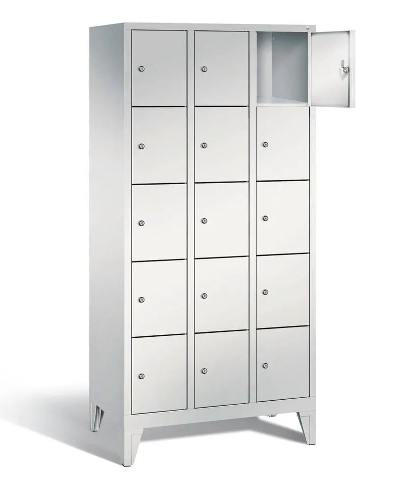 DENIOS Fächerschrank Cabo Auf Füssen, 15 Fächer, B 900, H 1850, T 500 Mm, Grau/grau