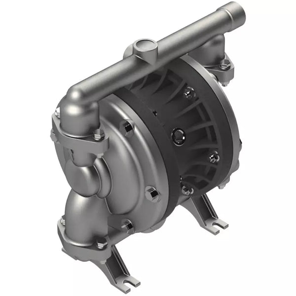 DENIOS pneumatische dubbelmembraanpomp, Atex, gemaakt van roestvrij staal / Fpm, leverbaar als 1/2", 1", 1 1/2" en 2" 