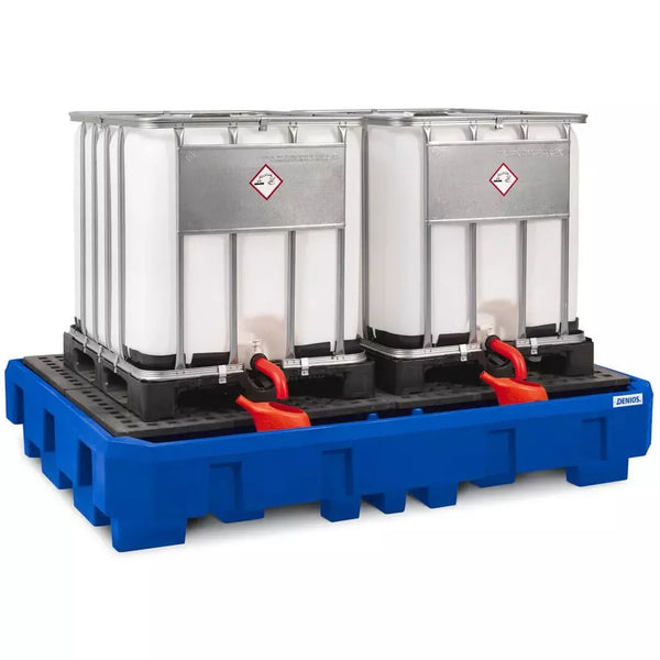 DENIOS Auffangwanne Classic-line Aus Polyethylen (Pe) Für 2 Ibc, Mit Abfüllbereich Und Pe-gitterrost