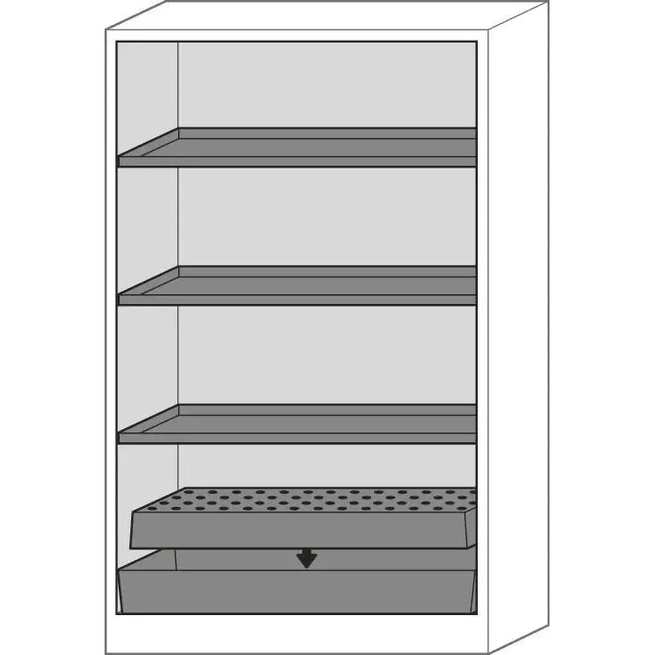 Armoire coupe-feu pour matières dangereuses DENIOS Asecos Select W-123f, 3 étagères, portes pliantes jaune 