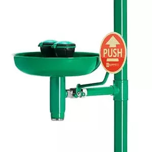 DENIOS Body Shower Met Oogdouche Met Kunststof Opvangbak, Groen, Vloermontage, Br 837085/75 L 