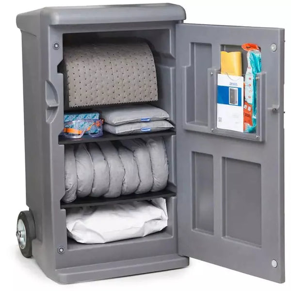 DENIOS Densorb Mobiele Noodset, Binder In Grijze Caddy Medium, Universele Versie Met Granulaat 