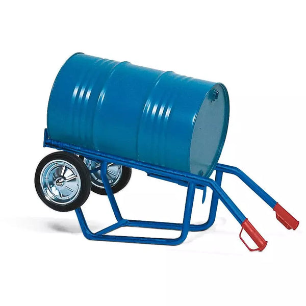 DENIOS Fasskarre Fkh Aus Stahl, Blau Lackiert, Vollgummi-bereifung, Für 200/220-liter-fässer, El. Leitfähig