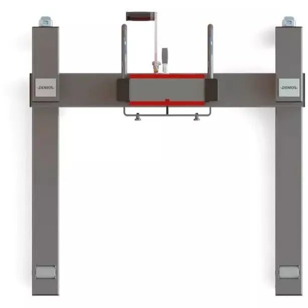 DENIOS vatenheffer Secu Ex, vatenkantelaar 360°, 60 tot 220 l vaten, breed chassis, hefhoogte 0-930 mm, Atex