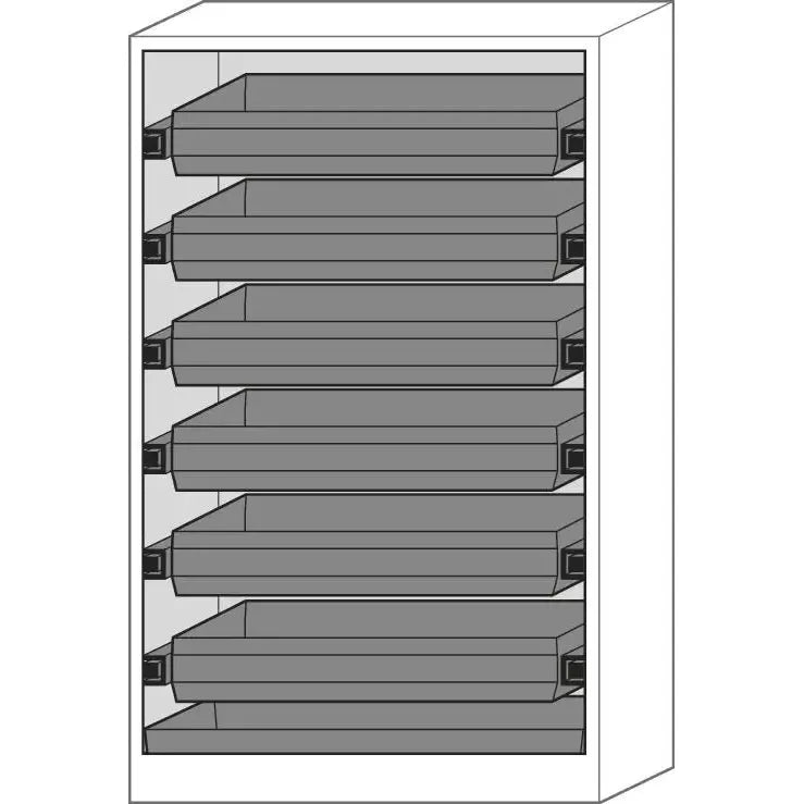 DENIOS Asecos Feuerbeständiger Gefahrstoffschrank Select W-126f, 6 Auszugswannen, Falttüren Gelb