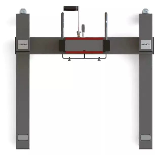 DENIOS vatenheffer Secu Ex, vatenklem, 200 tot 220 l vaten, breed chassis, hefhoogte 0-1200 mm, Atex