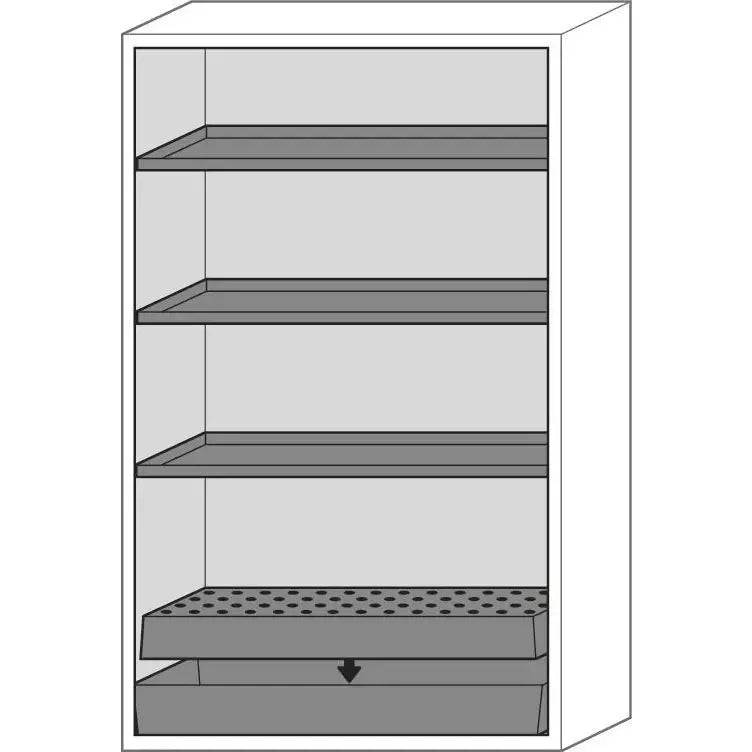 DENIOS brandwerende kast voor gevaarlijke stoffen Gf 1201 "One Touch", 3 legplanken, grijs 