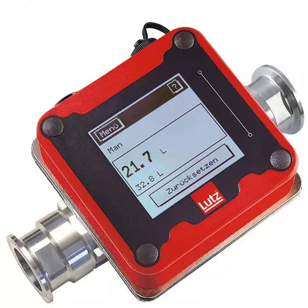 DENIOS Flowmeter Niro voor vatpompen voedsel, EU/Fda goedgekeurd, aansluiting Tri-clamp Dn32, niet-ex 