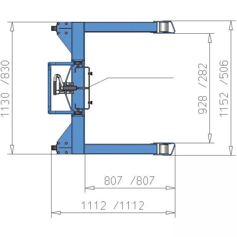 DENIOS vatenhefservo, vatendraaier 360°, 60 tot 220 l vaten, smal chassis, hefhoogte 120-750 mm