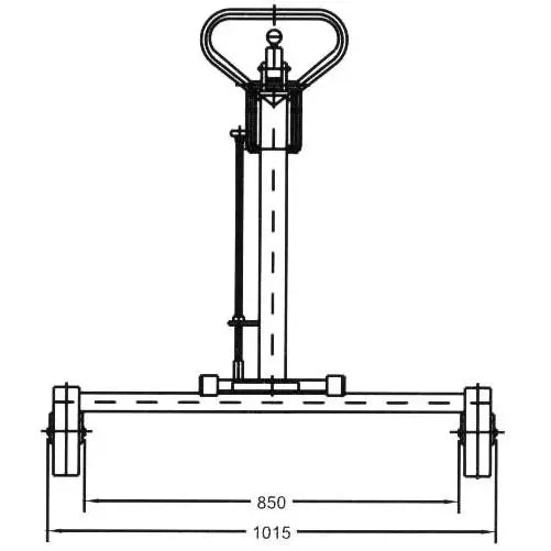 Lève-fûts DENIOS Servo Eco, pince à fûts, fûts en acier ondulé de 200 l, châssis large, hauteur de levage 0-300 mm