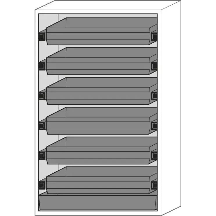 DENIOS Asecos Feuerbeständiger Gefahrstoffschrank Edition-g, 6 Auszugswannen, Flügeltüren, Grau, B 1196 Mm