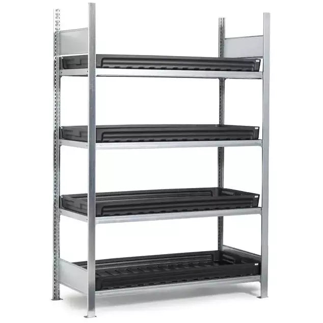 Rack pour matières dangereuses DENIOS Gkw 1360 Pro, 4 plateaux PE, 1360 x 637 x 2000 mm, champ de base 