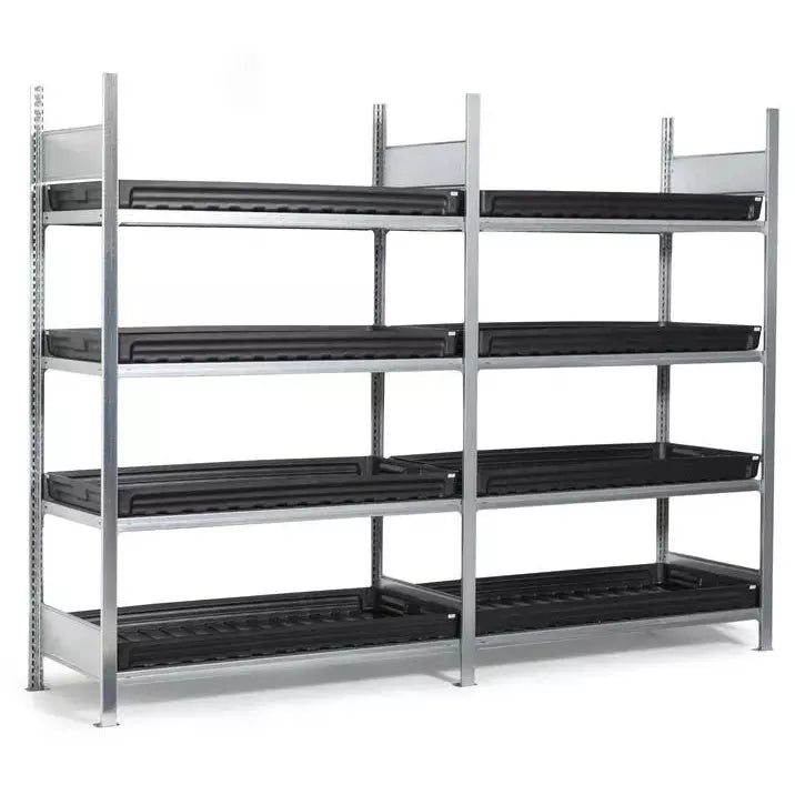 Rack pour matières dangereuses DENIOS Gkw 1360 Pro, 4 plateaux PE, 1360 x 637 x 2000 mm, champ de base 