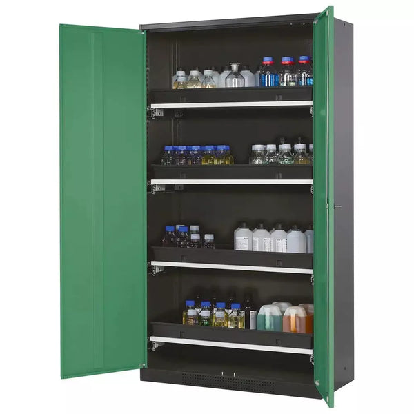 Armoire chimique DENIOS Asecos Systema-t Cs-104, corps anthracite, vert, incl. 4 rallonges d'étagères