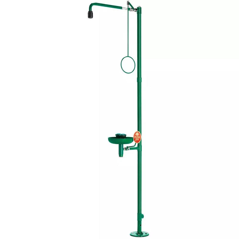 DENIOS Body Shower Met Oogdouche Met Kunststof Opvangbak, Groen, Vloermontage, Br 837085/75 L 