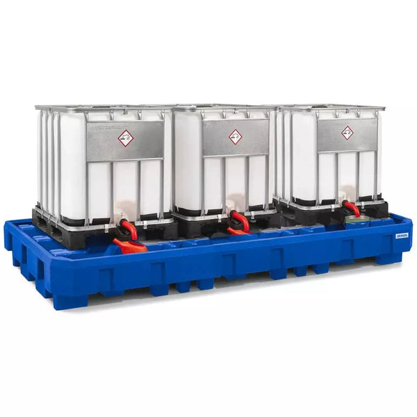 DENIOS Auffangwanne Classic-line Aus Polyethylen (Pe) Für 3 Ibc, Mit Abfüllbereich