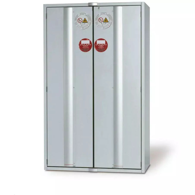 DENIOS Asecos Feuerbeständiger Gefahrstoffschrank Gt 1200-4 "Touch-less", 4 Auszugswannen, 2-türig, Grau