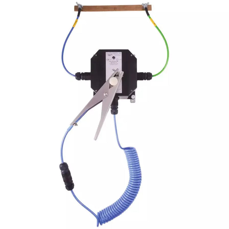 DENIOS Erdungs-wandstation Mit Led-fernanzeige, 5 M Kabel Mit Edelstahlzange Md 120 Mm, Batterie, Atex