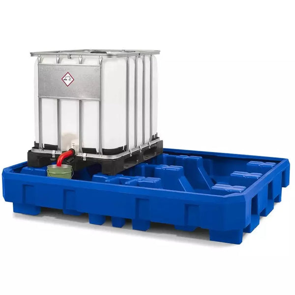 DENIOS Auffangwanne Classic-line Aus Polyethylen (Pe) Für 2 Ibc, Mit Abfüllbereich