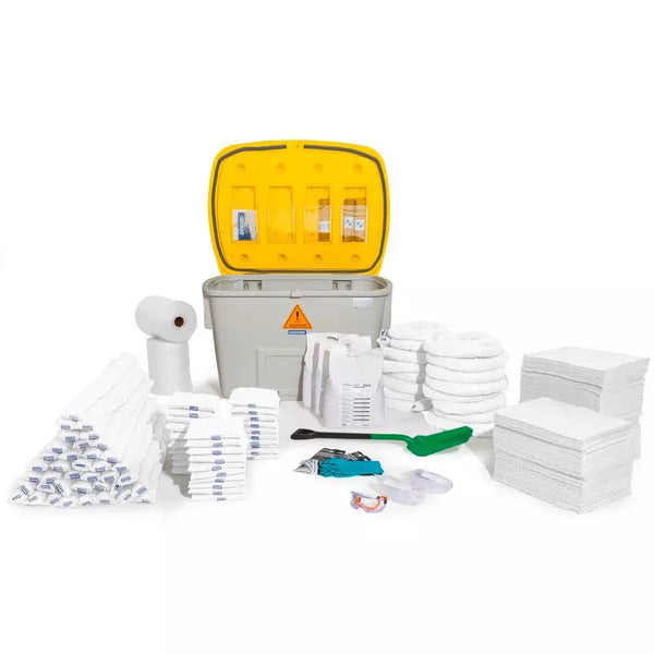 Kit d'urgence DENIOS Densorb, boîtier de sécurité Sf700, version huile 