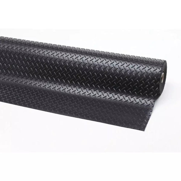 DENIOS rubberen antislip loper, Diamond Plate Runner, druppelvormige plaatlook, 91 cm x 22,8 m, zwart 