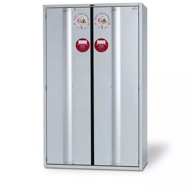 DENIOS Asecos Feuerbeständiger Gefahrstoffschrank Gt 1200-e, "Touch-less", Einlegeböden, 2-türig, Grau