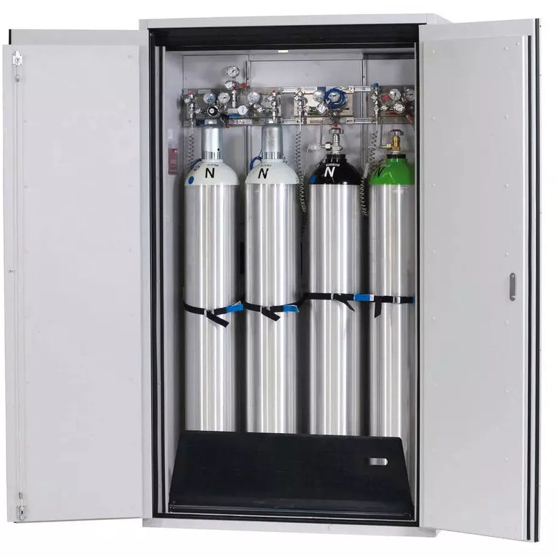 Armoire coupe-feu pour bouteilles de gaz DENIOS Asecos G90.12, largeur 1200 mm, porte à 2 battants, grise 