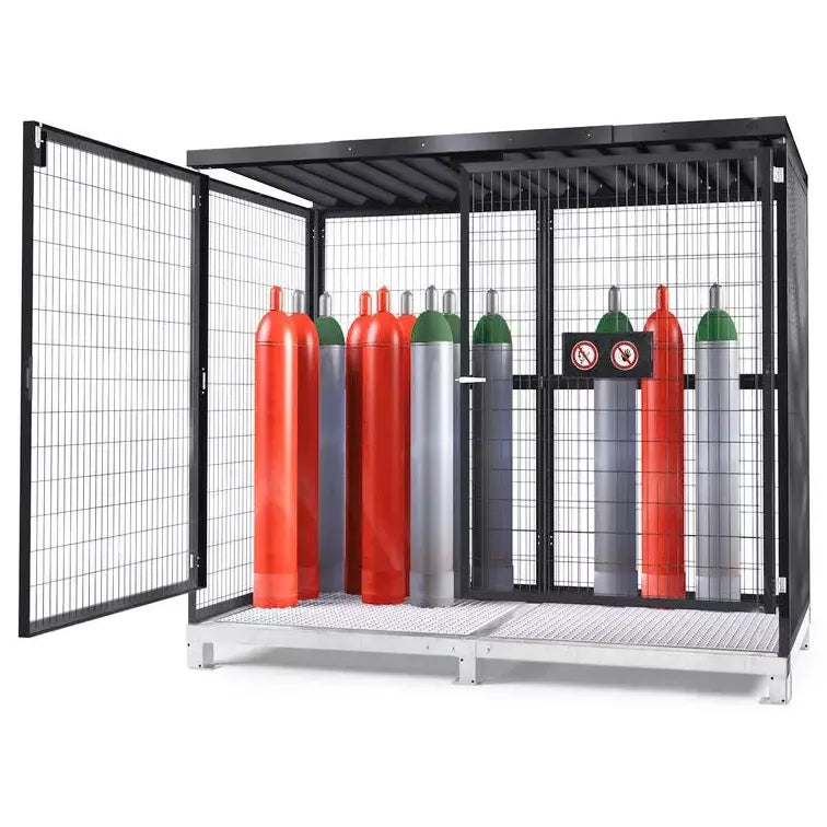 Stockage de bouteilles de gaz DENIOS type Gsn 2.28, gris, avec groupe de base 