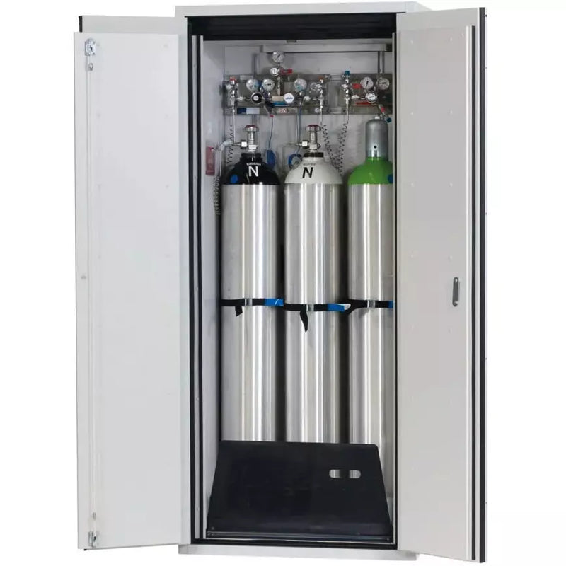 Armoire coupe-feu pour bouteilles de gaz DENIOS Asecos G90.9, largeur 900 mm, porte à 2 battants, grise 