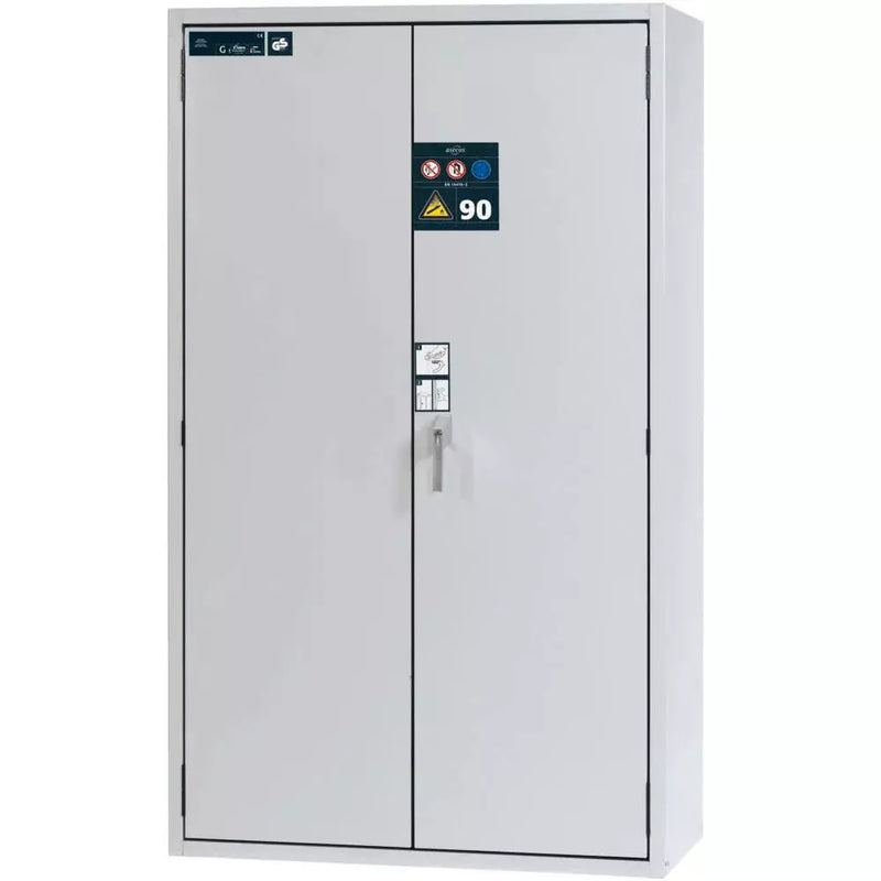 Armoire coupe-feu pour bouteilles de gaz DENIOS Asecos G90.12, largeur 1200 mm, porte à 2 battants, grise 