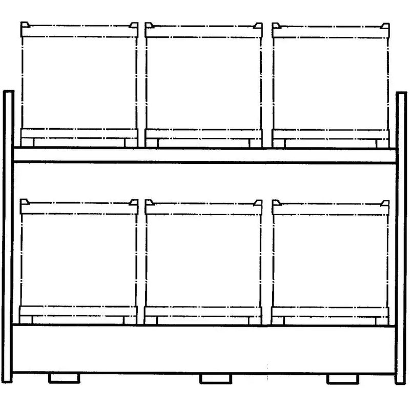 DENIOS Combi-rek 3 K6-i Met gelakte lekbak, voor 6 IBC's van elk 1000 liter, uitbreidingsveld 