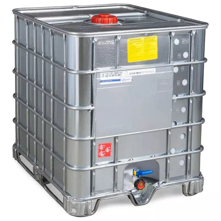 Conteneur pour produits dangereux DENIOS IBC avec enveloppe en acier, version Ex, patins en acier, 1000 litres, ouverture Nw150 