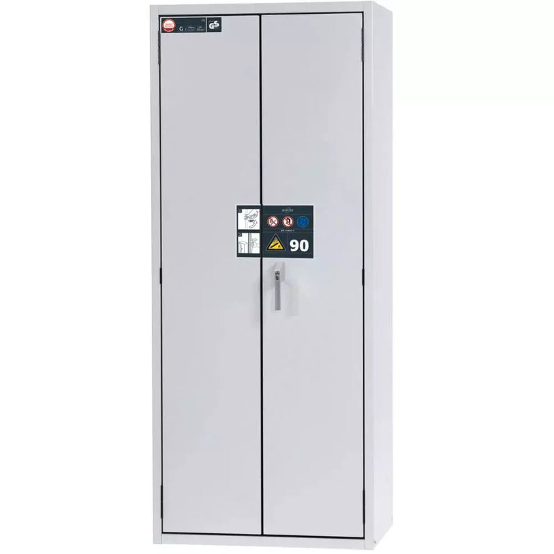 DENIOS Asecos brandwerende gasflessenkast G90.9, 900 mm breed, 2-vleugelige deur, grijs 