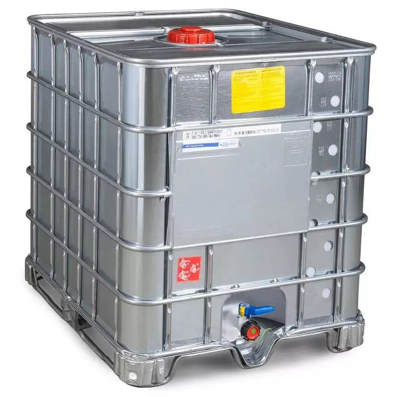 Conteneur pour produits dangereux DENIOS IBC avec enveloppe en acier, version Ex, patins en acier, 1000 litres, ouverture Nw150 