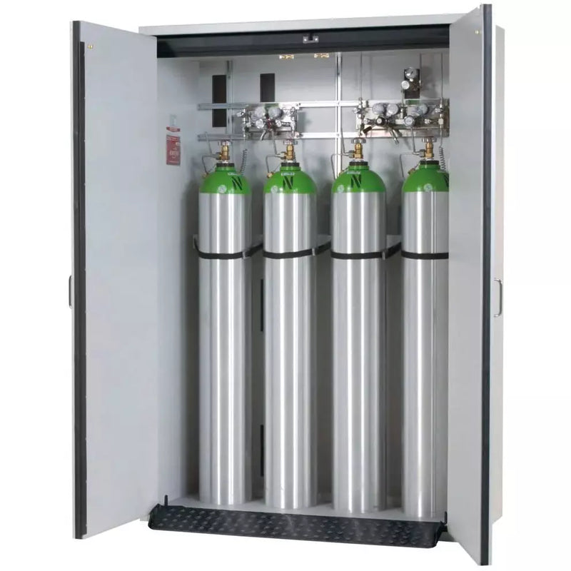 Armoire coupe-feu pour bouteilles de gaz DENIOS Asecos G30.14, largeur 1400 mm, porte à 2 battants, grise 