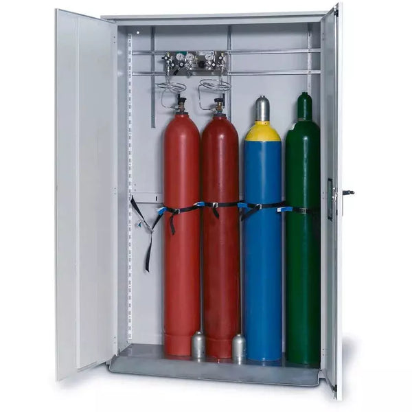 Armoire à bouteilles de gaz DENIOS Asecos Lg 1350, simple paroi, largeur 1350 mm, gris 