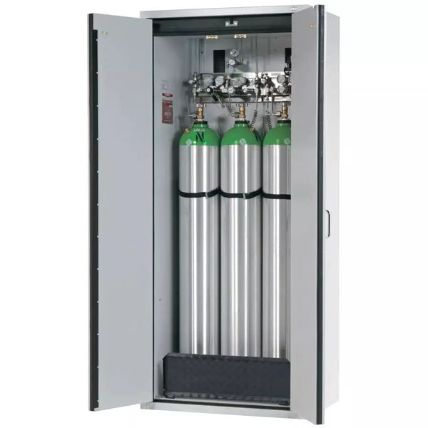 Armoire coupe-feu pour bouteilles de gaz DENIOS Asecos G30.9, largeur 900 mm, porte à 2 battants, grise 