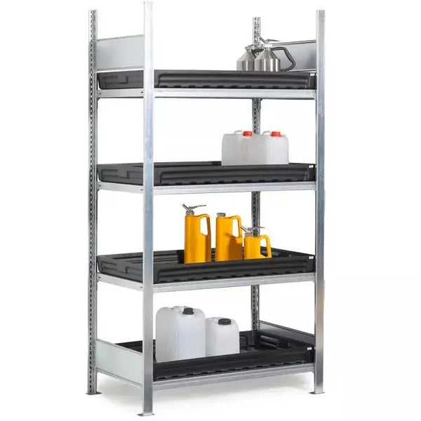 Rack pour matières dangereuses DENIOS Gkw 1040 Pro, 4 plateaux PE, 1060 x 437 x 2000 mm, champ de base 