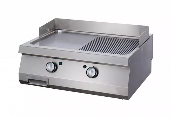 MAXIMA Gastro Heavy Duty Grillplaat - Half Gegroefd Chroom - Dubbele Unit - 70 cm Diep - Gas