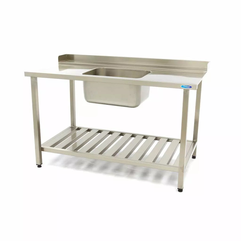 Table de lavage MAXIMA Gastro - 160 x 75 cm - droite - avec évier et dosseret - avec étagère de rangement