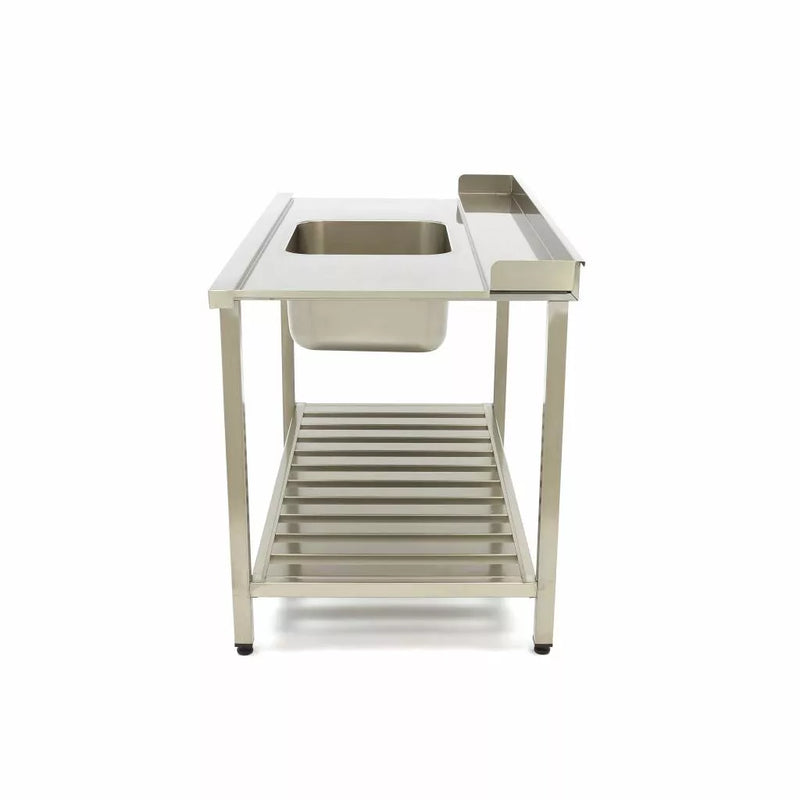 Table de lavage MAXIMA Gastro - 160 x 75 cm - droite - avec évier et dosseret - avec étagère de rangement