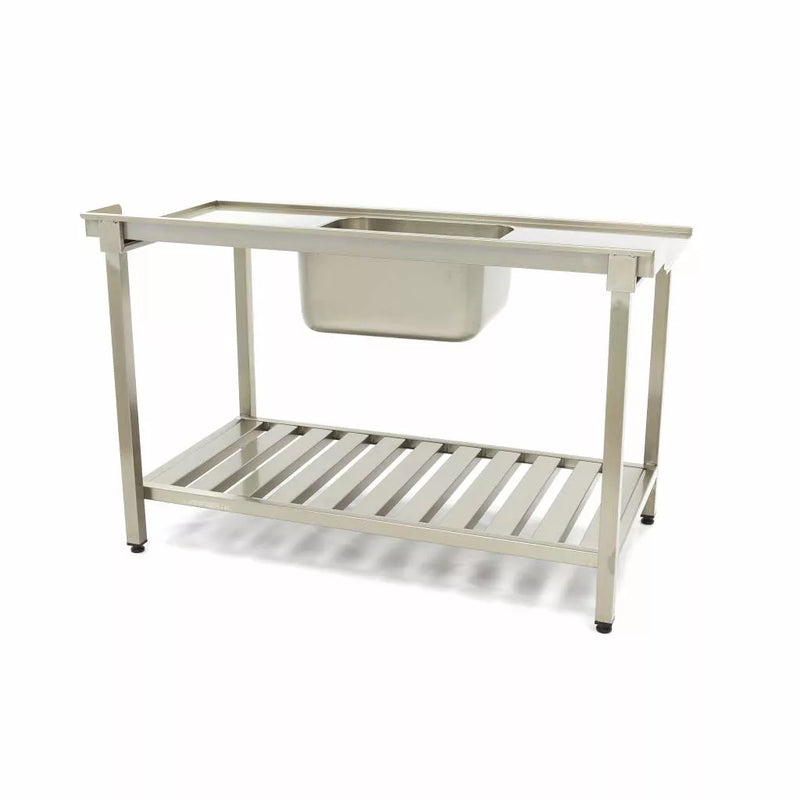 Table de lavage MAXIMA Gastro - 160 x 75 cm - droite - avec évier et dosseret - avec étagère de rangement