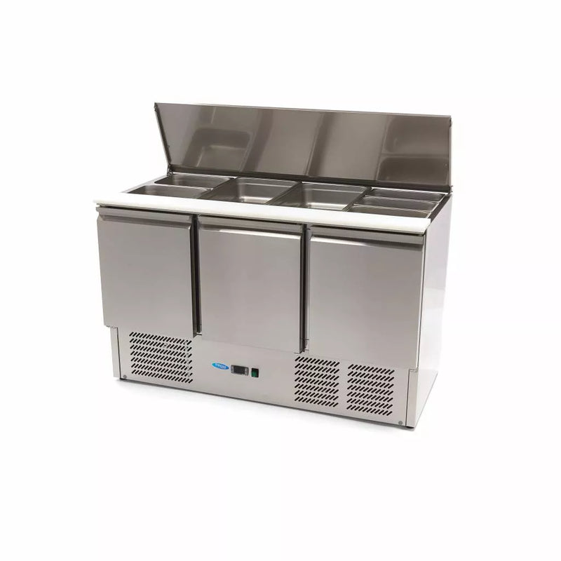 MAXIMA Gastro Saladette - 400 l - 137 cm - 3 Türen - inkl. Schneidebrett